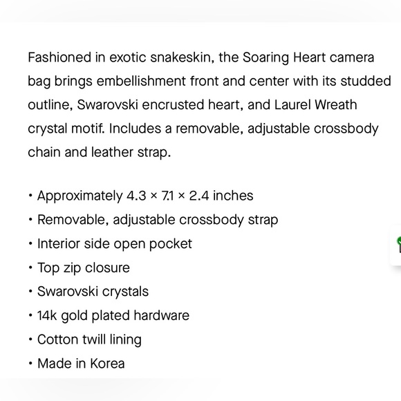 MCM SOARING HEART SWAROVZKI CAMERA BAG  in SNAKESKIN - Picture 16 of 16